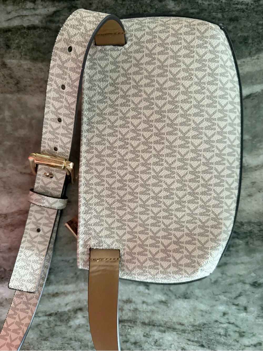 Michael Kors Cream and Brown Signature Stripe Crossbody - Picture 6 of 8